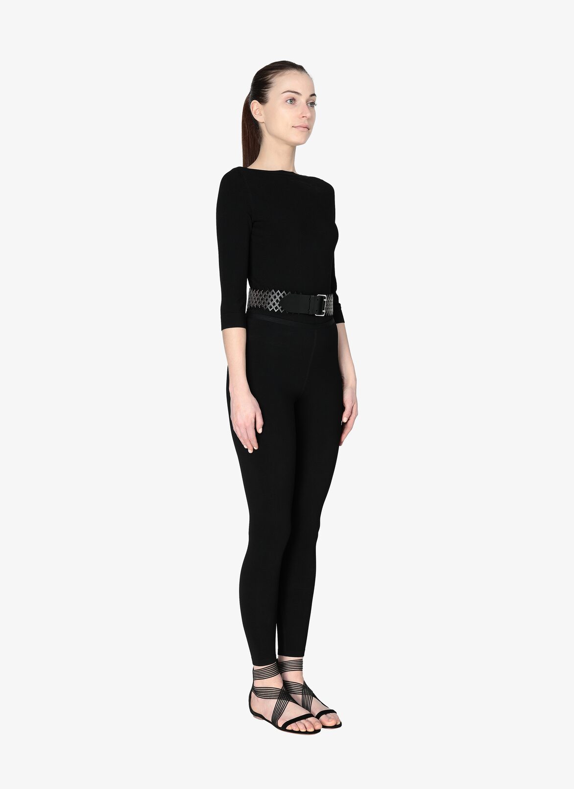 BELT CUIR LUX LOSANGE+CLOU BLACK ALAÏA BLACK  BELT CUIR LUX LOSANGE+CLOU BLACK